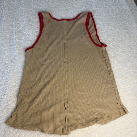 We the Free Oversized Tank Top Women's XL Tan Red Ribbed Boho - Picture 7 of 8